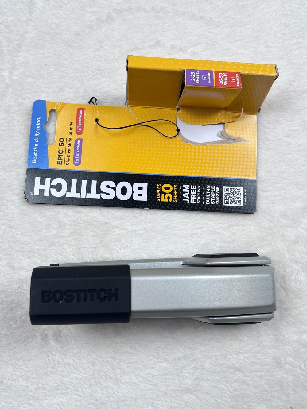 Bostitch Epic 50 Die-Cast Metal Stapler Jam Free 50 Sheet Silver & Black New - Picture 3 of 4
